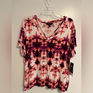 Rock & Republic Neon Pink Purple Bright Tie Dye Short Sleeve Tee Size XXL